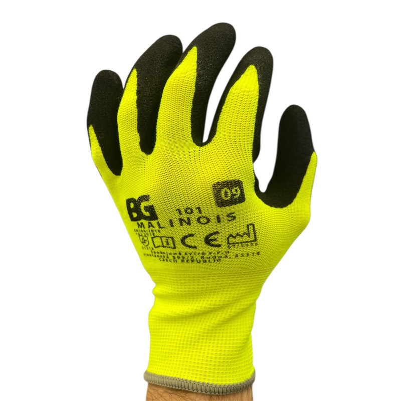 MALINOIS rukavice nylon. latex. dlaň - 9
