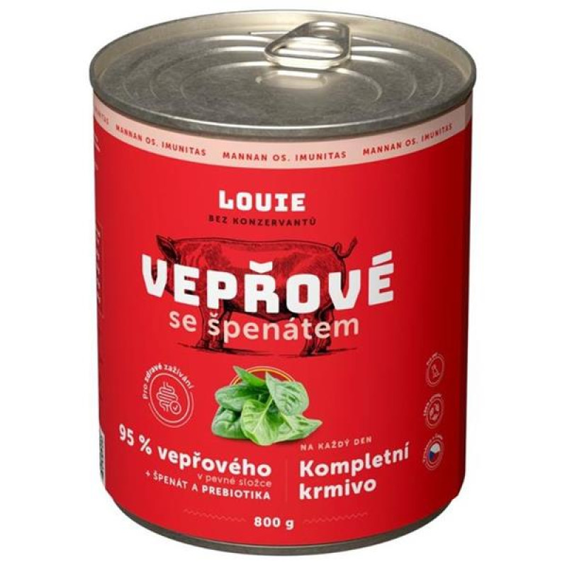 Louie konz.pro psy vepřové,špenát,prebiotika 800g
