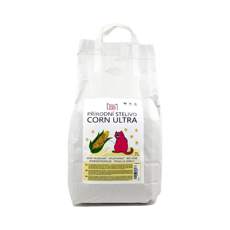 Rebel Cat přírodní stelivo hrudkující Corn Ultra  7l 3+1 ZDARMA