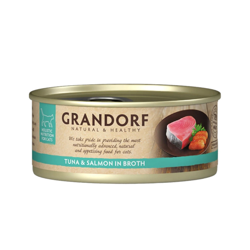 Grandorf konzerva pro kočky Tuňákový filet s lososem 70g