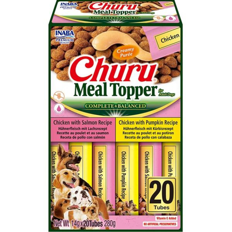 Inaba Churu Dog meal topper losos a dýně multipack 20x14g