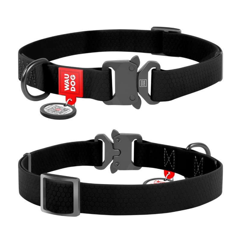 WAUDOG obojek voděodolný Collartex Fastex černý (28-40cm/2,0cm)