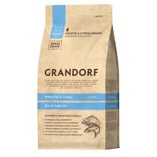 Grandorf granule pro kočky Adult Skin Care  - Bílá ryba a krocan 2kg