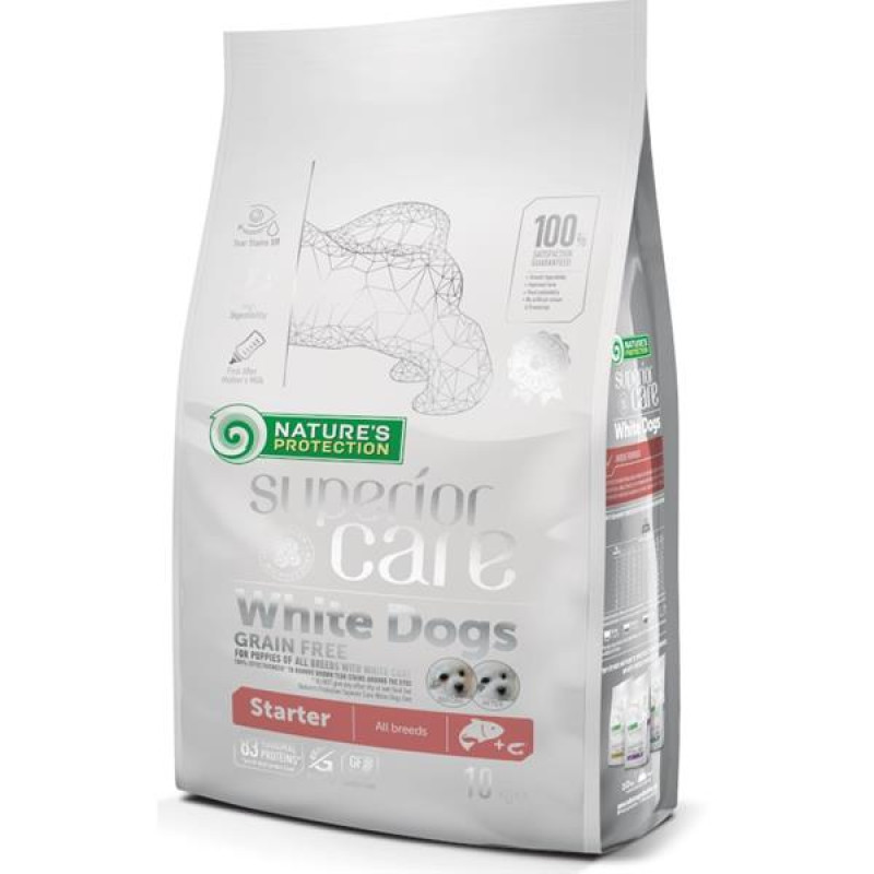 Nature's Protection Superior Care Dog Dry White Dogs Starter Grain Free Salmon 10 kg 