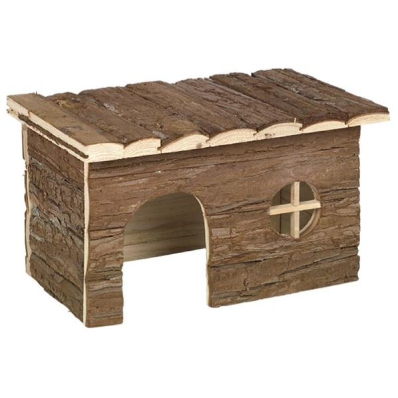 Domek dřevo s kůrou rovná střecha Chappy 28×16×18cm Nobby