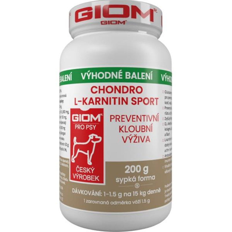 Giom S Chondro L-karnitin SPORT pro psy 200 g
