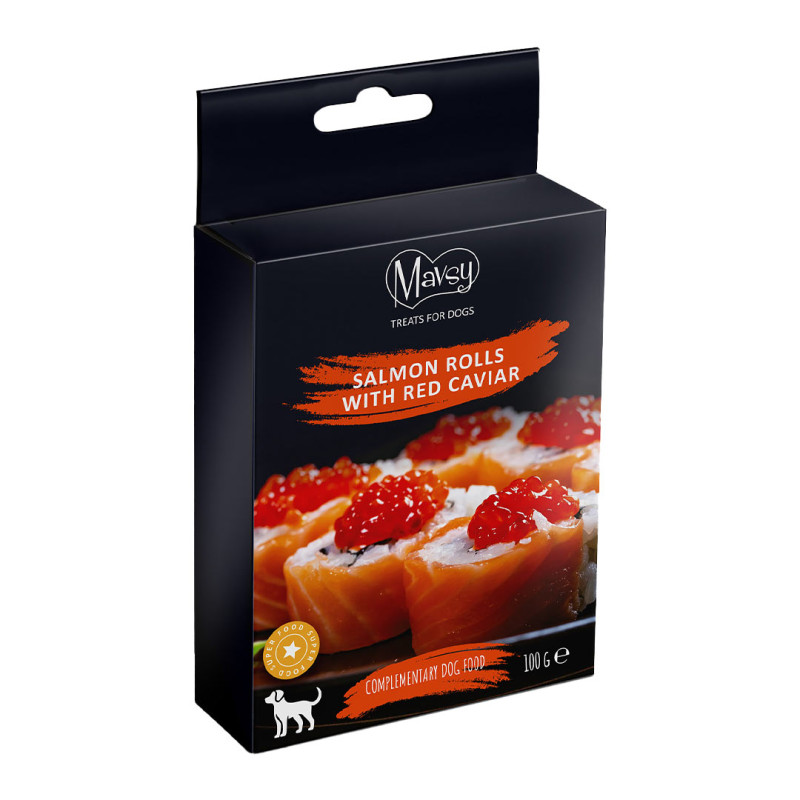 Mavsy Dog pamlsky Lososové rolky s kaviárem 100g