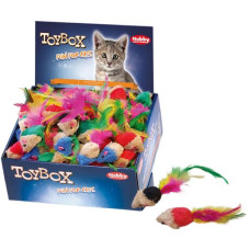 Hračka cat textil myš barevná 5cm display Nobby 140ks
