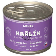 Louie konz.pro psy králík s kuřecím a špenátem 200 g 