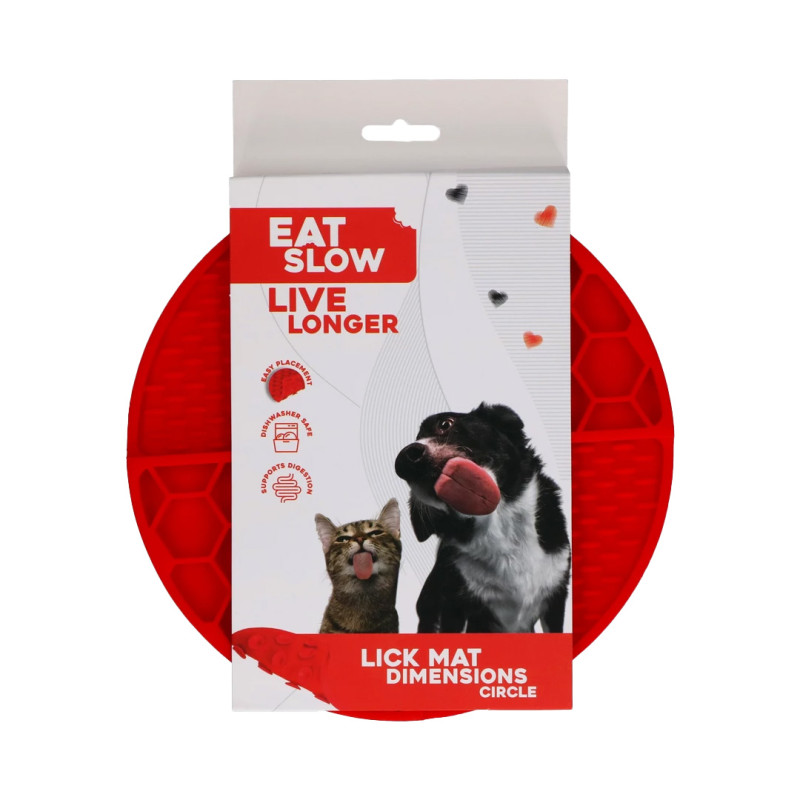 Eat Slow Live Longer lízací zpomalovací podložka Circle červená