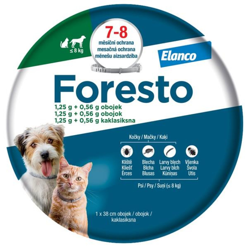 Foresto 1,25g+0,56g obojek pro kočky a psy do 8kg obojek 1ks 38 cm