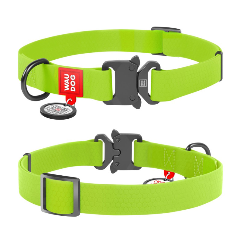 WAUDOG obojek voděodolný Collartex Fastex limetkově zelený (34-49cm/2,5cm)