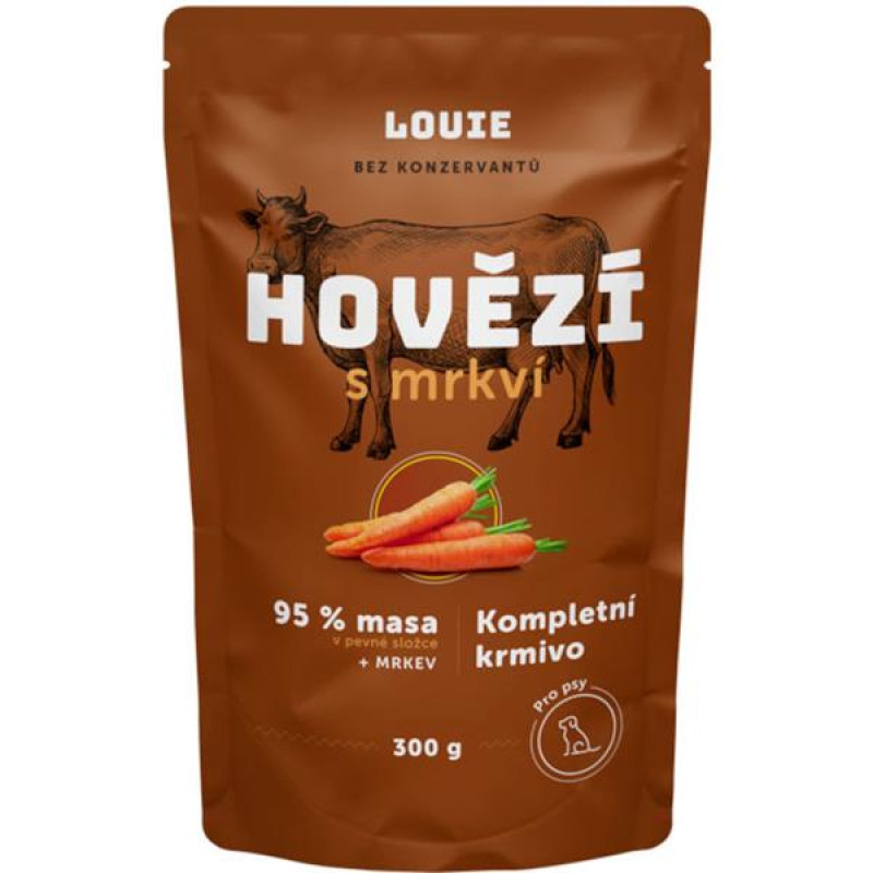 Louie kaps.pro psy hovězí s mrkví 300g 