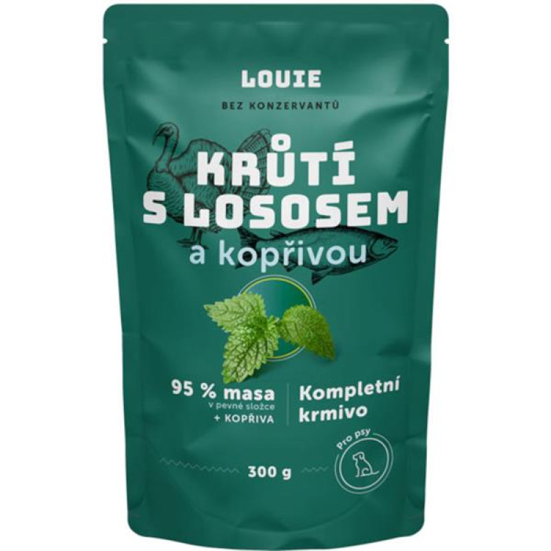 Louie kaps.pro psy krůtí s lososem a kopřivou 300g