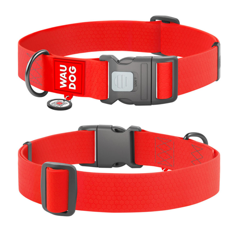 BB-WAUDOG obojek voděodolný Collartex Plastic červený QR (46-70cm/4cm)