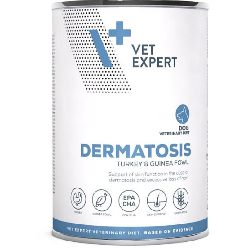 VetExpert VD 4T Dermatosis Dog Turkey&Guinea Fowl konzerva 400g