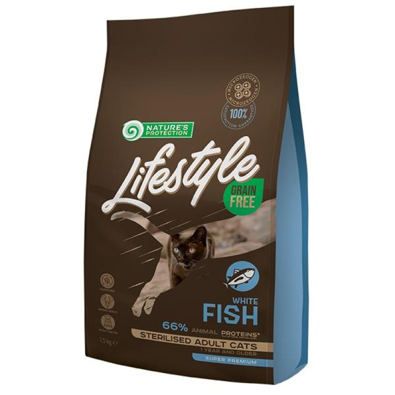 Nature's Protection Cat Dry LifeStyle GF Sterilised W.Fish 1,5 kg
