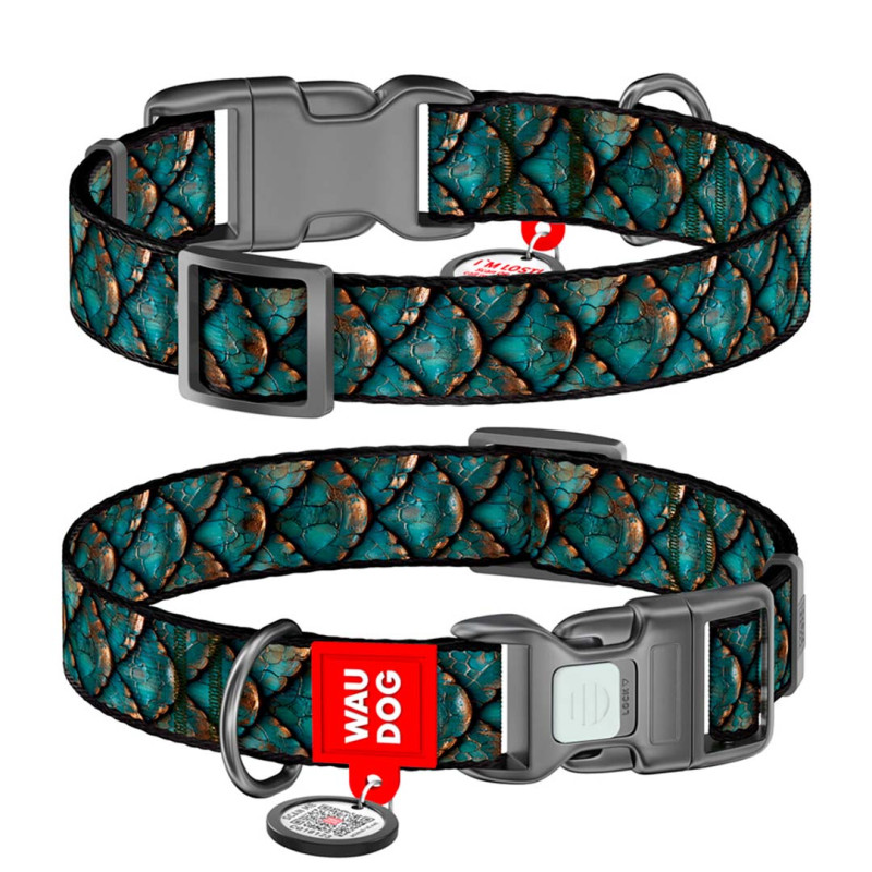 WAUDOG obojek nylon Mystické šupiny QR (25-35cm/1,5cm/S)