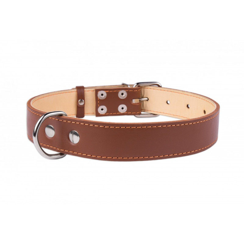 Obojek kožený Leather hnědý (56-68cm/3,5cm)