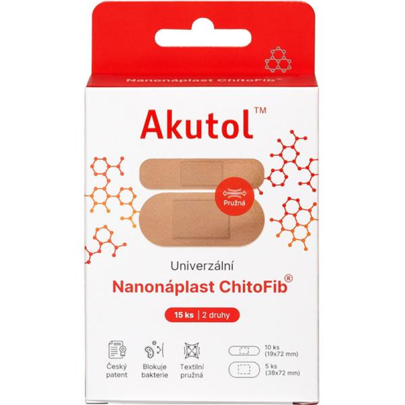 Akutol Nanonáplast ChitoFib, Univerzální balení - 15 ks