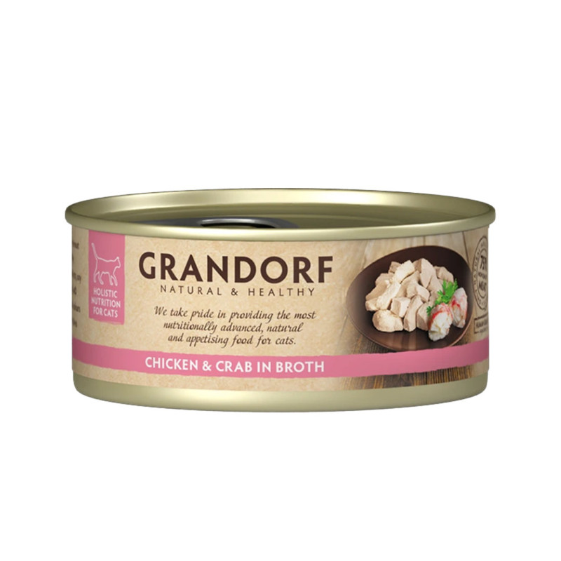 Grandorf konzerva pro kočky Kuřecí prsa s krabem 70g