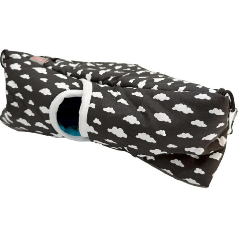 Domek rohový dr.savec závěsný, černobílé mráčky, tyrkysová minky 33x15x13cm