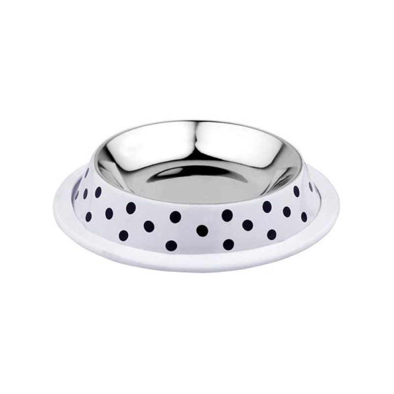 Miska nerez Deco fix puntíky 460ml bílá Duvo+