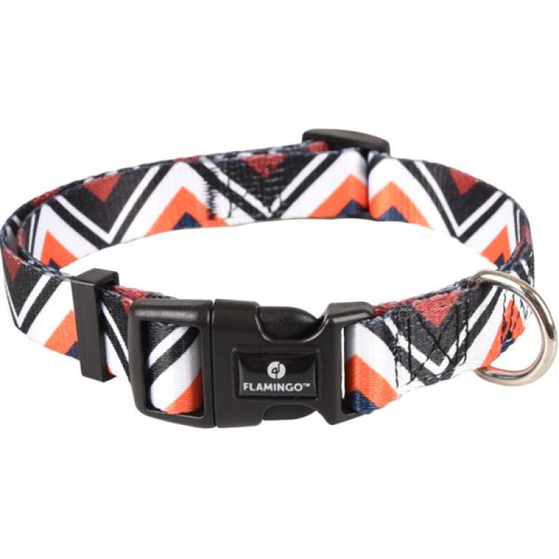 Obojek nylon Stian oranžovobílý M 2x40-55cm Flamingo
