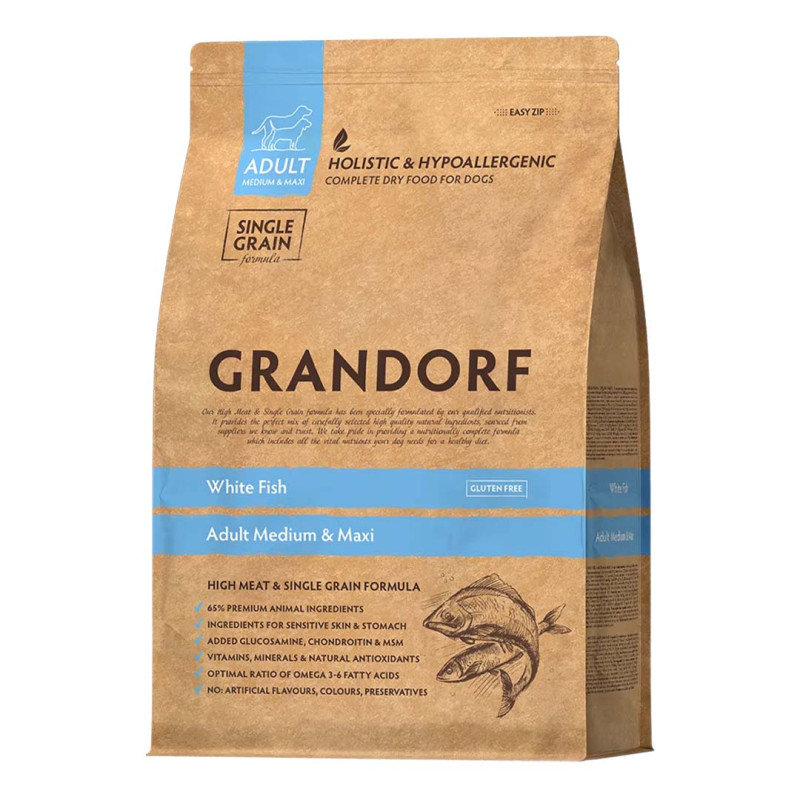 Grandorf granule pro psy Adult Medium & Maxi - Bílá ryba 10kg