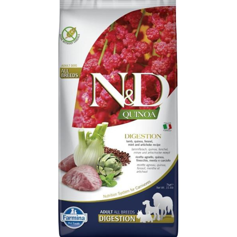 N&D QUINOA Dog GF Digestion, Lamb & Fennel Adult Medium & Maxi 7 kg