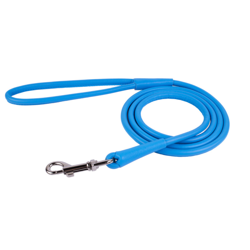 Collar Vodítko kožené Glamour Round - modré (122cm/ 8mm)