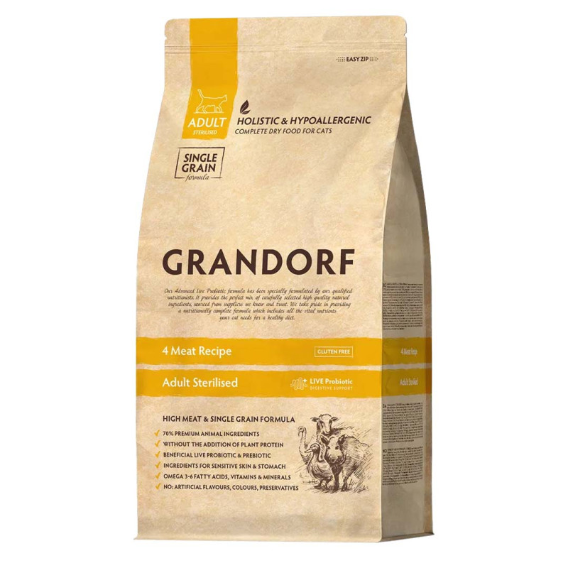 Grandorf granule pro kočky Adult Sterilised - 4 druhy masa 2kg