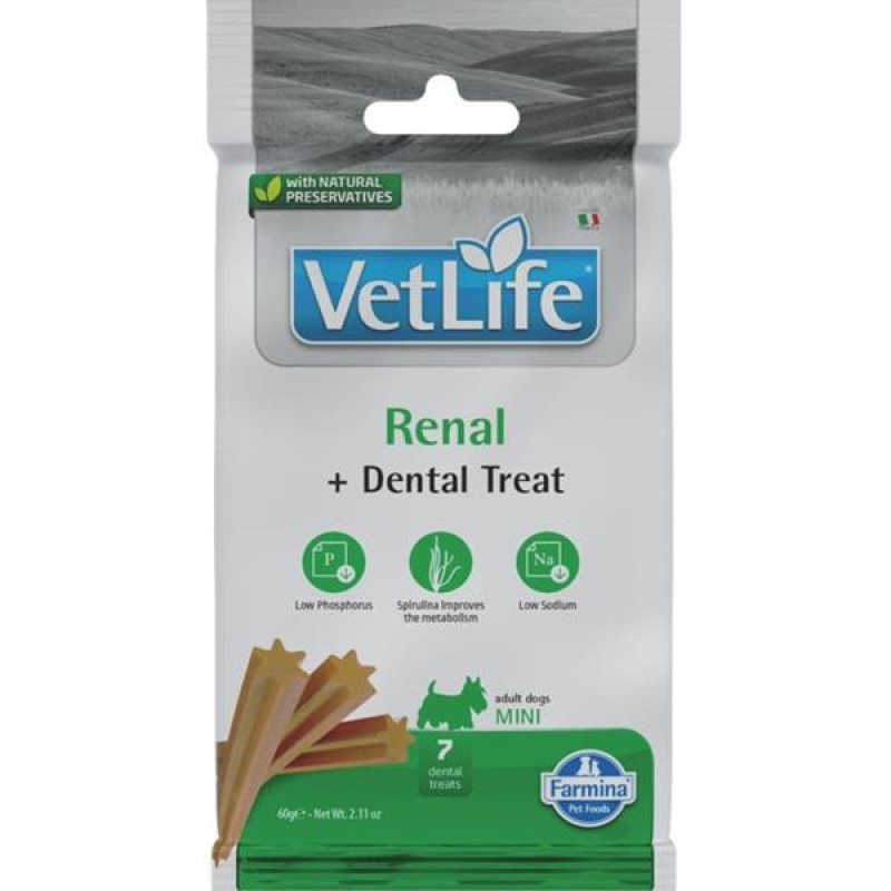 Vet Life Dog Dental Snack Renal Adult Mini 60 g