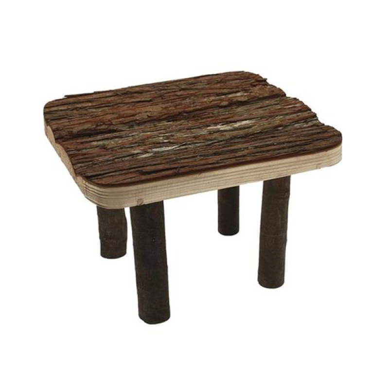 Odpočívadlo na nohách dřevo s kůrou NatureFirst 19x23,5x28,5cm