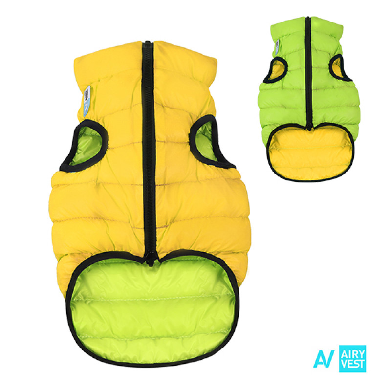 AiryVest bunda pro psy žlutá/zelená    XS 22