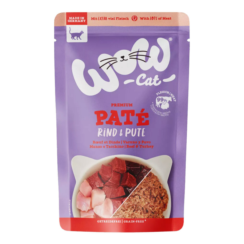 WOW Cat kapsička Paté Hovězí a Krocan Adult 125g