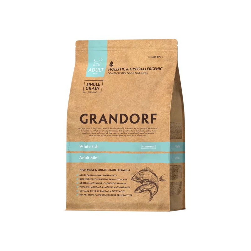 Grandorf granule pro psy Adult Mini - Bílá ryba 1kg