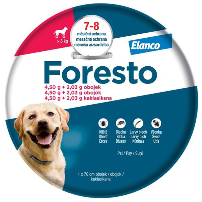 Foresto 4,50g+2,03g obojek pro psy nad 8kg obojek 1ks 70 cm