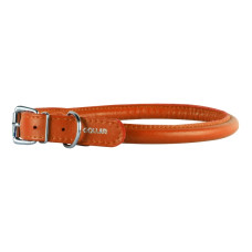 Obojek kožený Glamour Round - oranžový (45-53cm/13mm)
