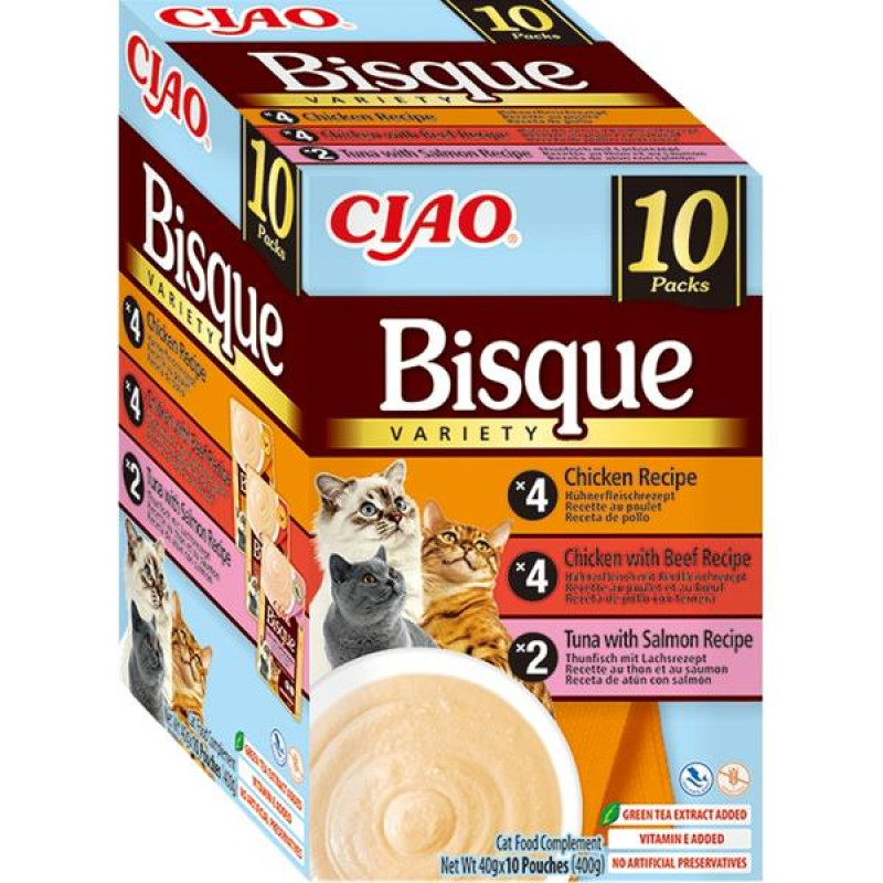 Inaba Ciao Bisque kuře, hovězí a tuňák multipack 10x 40 g