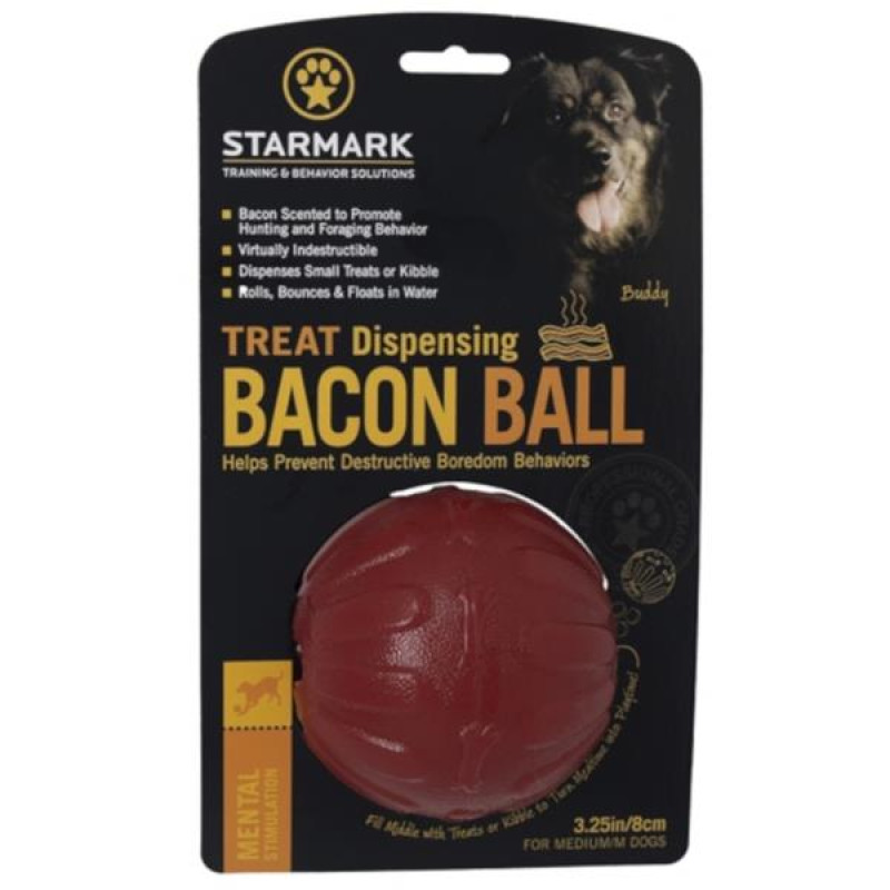 Hračka guma Chew ball Bacon míč Starmark 8cm červený