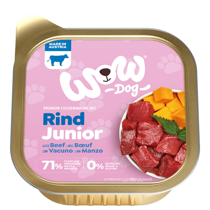 WOW Dog paštika Hovězí s dýní Junior 150g