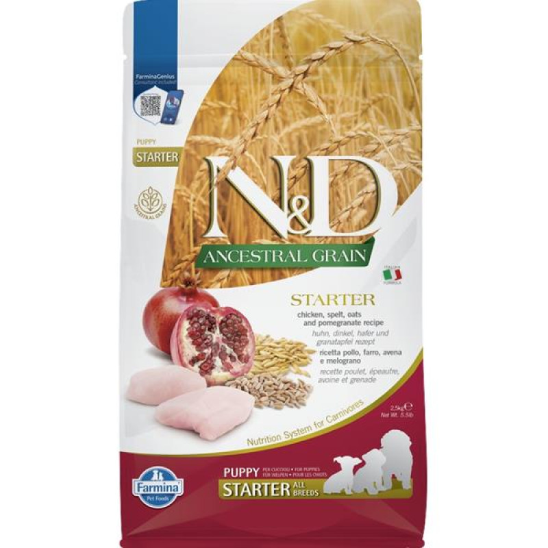 N&D ANCESTRAL GRAIN Dog LG Chicken, Spelt, Oats & Pomegranate Starter Puppy All Breeds 2,5 kg