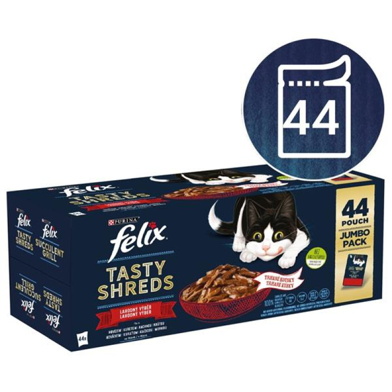 Felix cat kaps.-Tasty Shreds Multip.maso ve šťávě 44 x 80 g