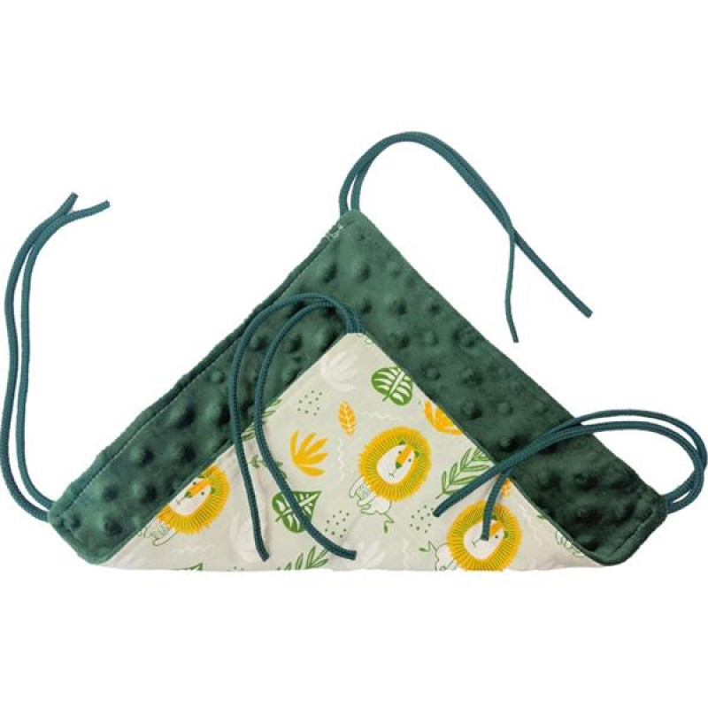 Pelech dr.savec závěsný S, lvi, lahv. zelená minky 23x23cm