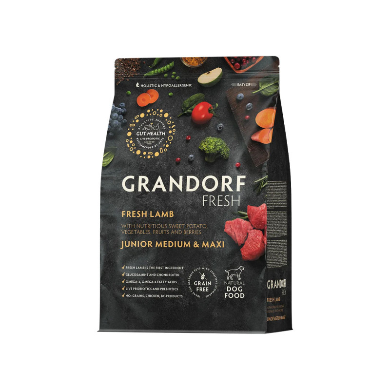 Grandorf FRESH granule pro psy Junior Medium & Maxi - Jehně 3kg