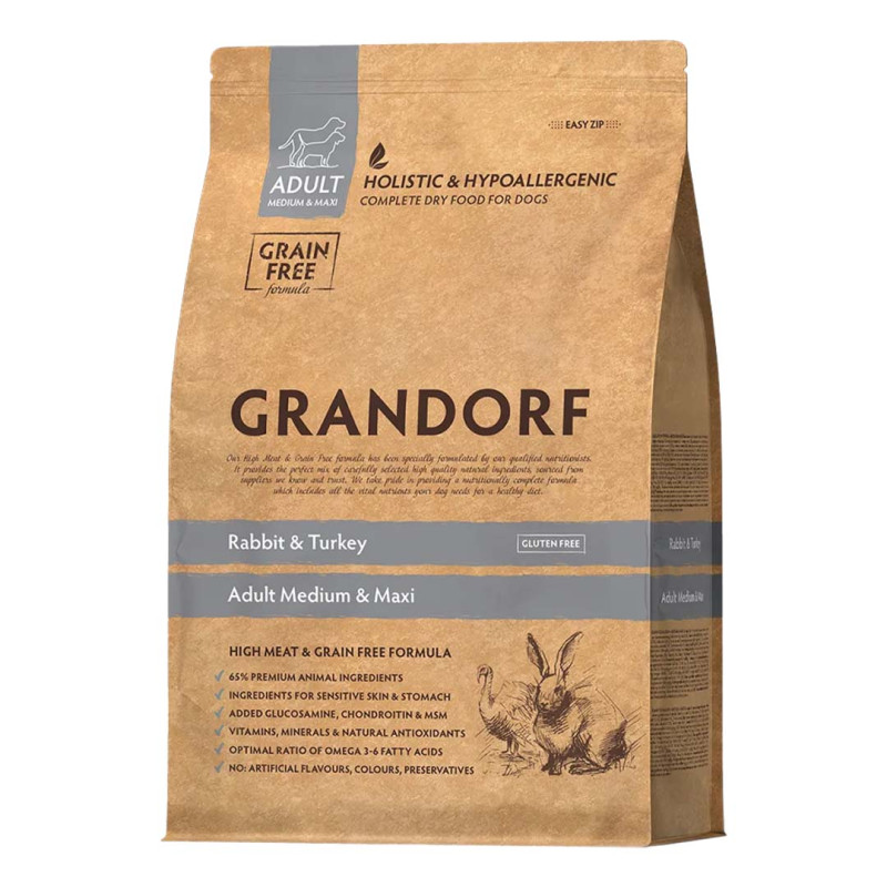 Grandorf granule pro psy Adult Medium & Maxi - Králík a krocan GF 10kg
