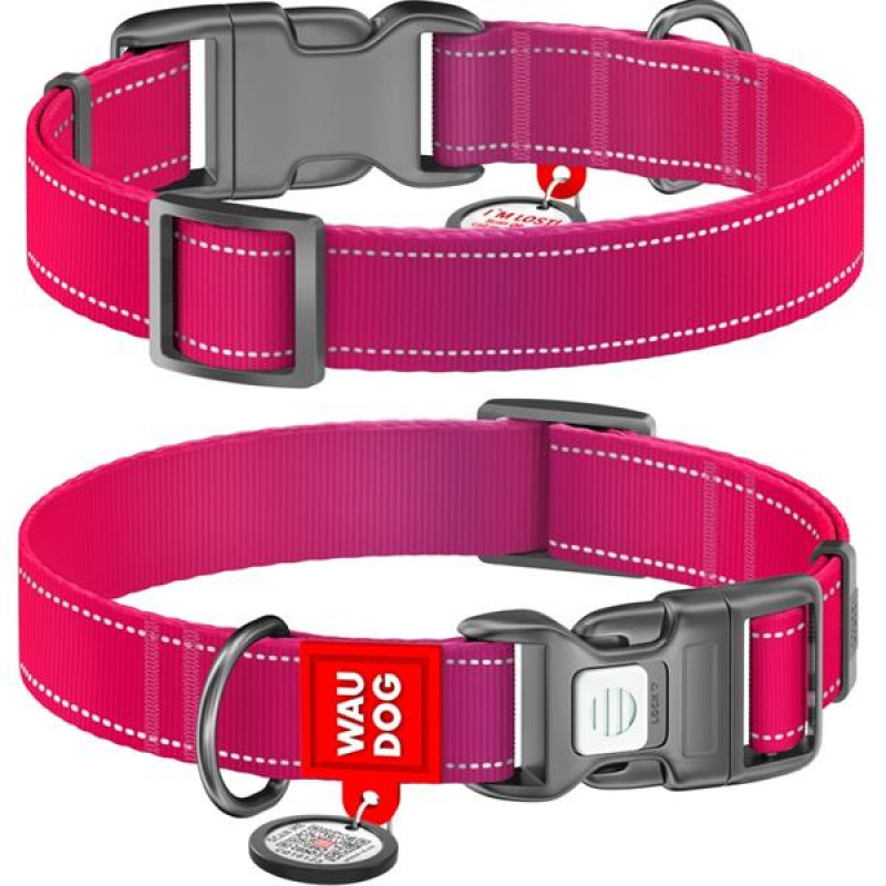 Obojek nylon WAUDOG Mono 2,0x28-40cm růžový