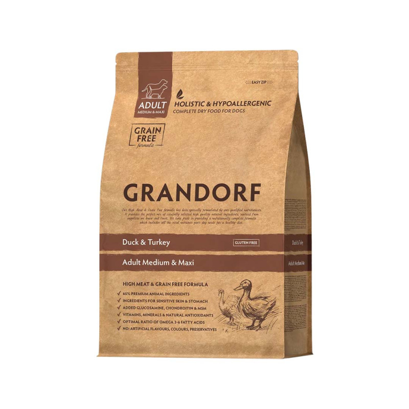 Grandorf granule pro psy Adult Medium & Maxi - Kachna a krocan GF  1kg