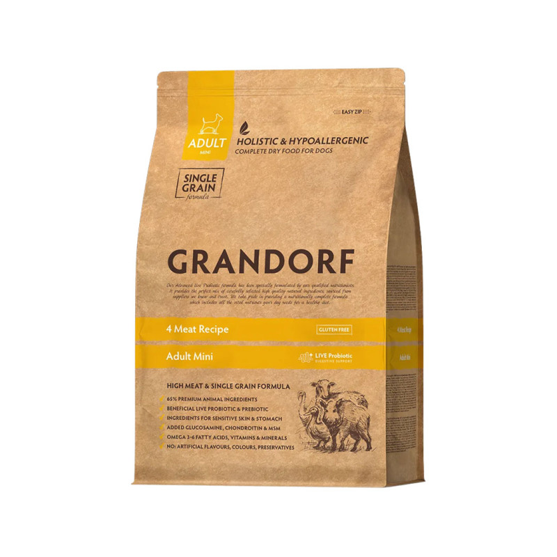 Grandorf granule pro psy Adult Mini - 4 druhy masa 8kg
